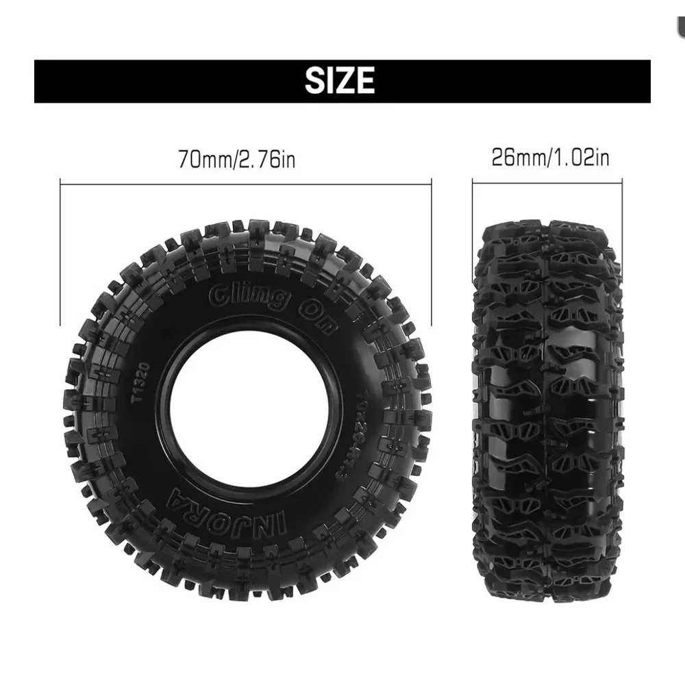 Injora 1.3 Inch Swamp Wheel Tire 70x26-R1.3 T1320 Set Professional‎ Tires New